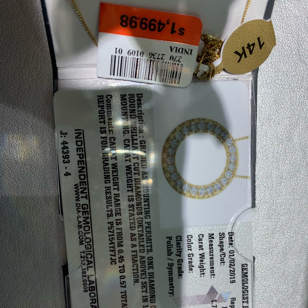 14k certified circle necklace - Picture 2 of 2